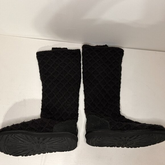 Ugg (3066) Cardy Lattice Knit Black Sweater 3 Button Boots Women Size 8 - Picture 8 of 10